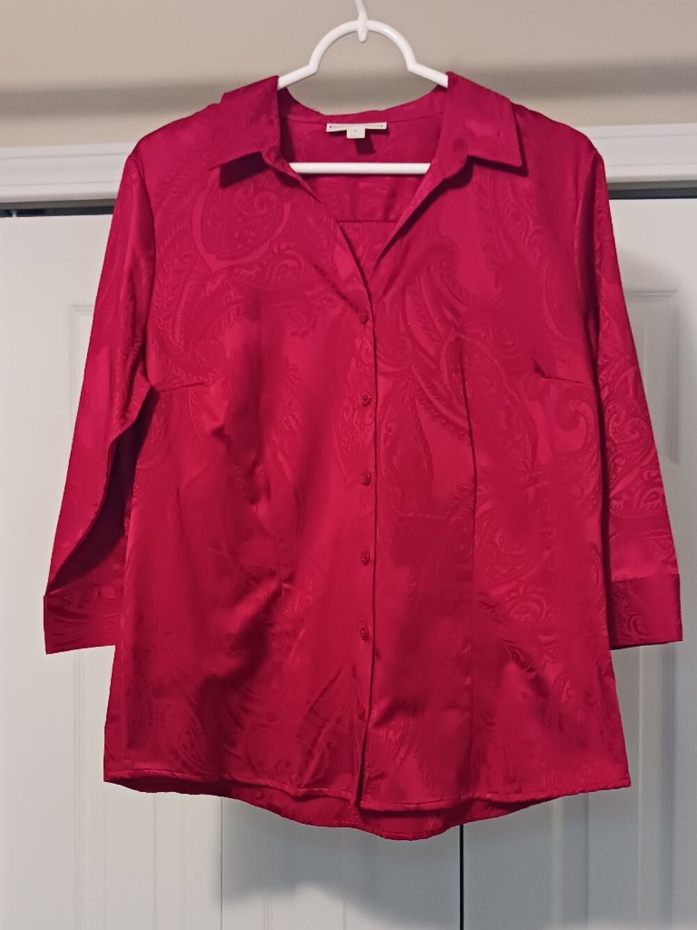 NWT Dana Buchman Red Button Down Top Size L